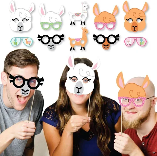 Vista 2 de Big Dot of Happiness Whole Llama Fun Gafas y máscaras – Tarjeta de papel Stock Llama Fiesta Baby Shower o fiesta de cumpleaños Kit de accesorios