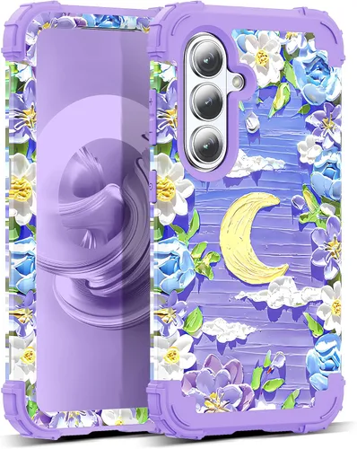 Vista 65 de Funda para Galaxy A14 5G Case, Patrón Floral 3 en 1 Protección Resistente de Servicio Pesado a Prueba de Golpes Parachoques de Goma de Silicona