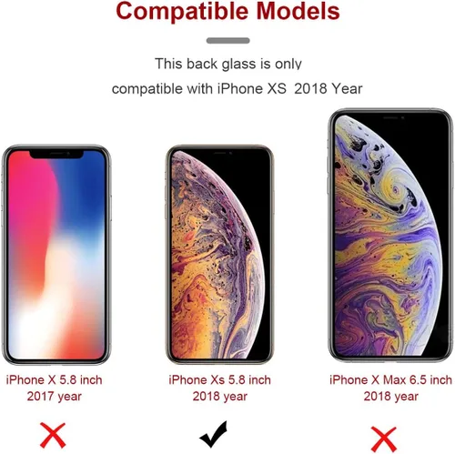 Vista 6 de Reemplazo de cristal trasero OEM para iPhone Xs de 5.8 pulgadas con kit de herramientas de reparación y adhesivo preinstalado (Oro)