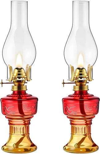 Vista 11 de 2 lámparas de aceite de cámara para uso en interiores, lámpara vintage de queroseno, linterna rústica de queroseno para huracán con mecha de fuego