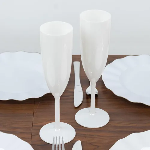 Vista 22 de Efavormart Paquete de 24 Vasos de Cóctel Desechables Premium – Copas de Champán Coupe de Plástico Transparente de 9oz con Tallo y Base Desmontables