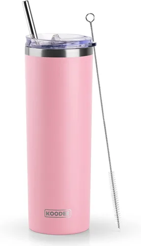 Vista 41 de koodee Vaso Tumbler Delgado de Acero Inoxidable de 20 oz con Aislamiento de Doble Pared, Vaso Tumbler Delgado para Agua para Café, Té (Azul Bebé)
