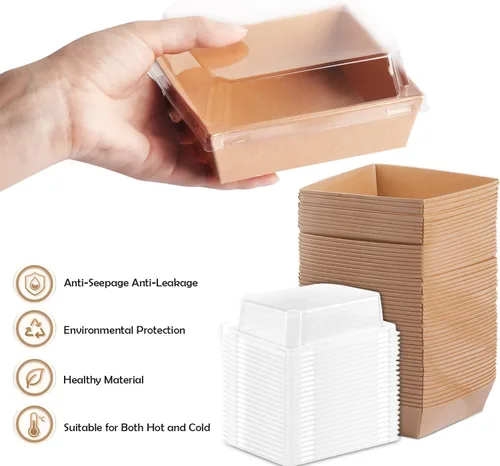 Vista 2 de BUIYLV Paquete de 50 cajas de charcutería con tapas transparentes, cajas de postre marrones de 4 pulgadas para llevar, mini cajas de charcutería