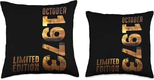 Vista 3 de Month October 1973 Retro Sunset 1973 Vintage 1973 Since 1973 Throw Pillow
