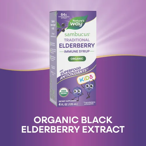 Vista 5 de Nature's Way Sambucus - Jarabe inmunológico tradicional de saúco para niños, extracto concentrado de saúco negro, apoyo inmunológico tradicional*