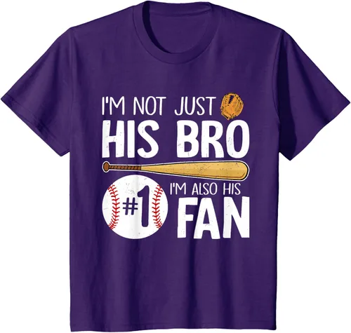 Vista 30 de Camiseta Baseball Brother I'm Not Just His Bro I'm His Number One Fan, Negro