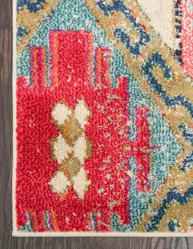 Vista 9 de Unique Loom Sedona Collection - Alfombra Yosemite (2 x 8 pies, color azul y multicolor)