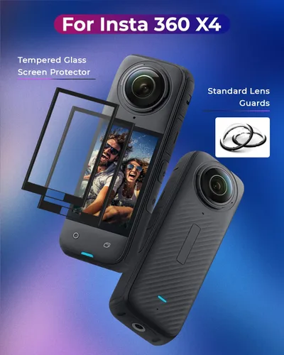 Vista 2 de JZW-Shop Protector de lente X4 con protector de pantalla para Insta 360 X4, protector de pantalla de vidrio templado para accesorios Insta 360 X4
