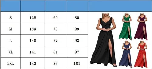 Vista 2 de Vestido largo de manga corta con cuello en V profundo para mujer, plisado, cintura alta, abertura, club, fiesta, noche, vestido largo, Corteza azul