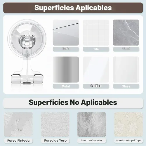 Vista 7 de VIS'V Soporte para maquinilla de afeitar con ventosa para ducha para él