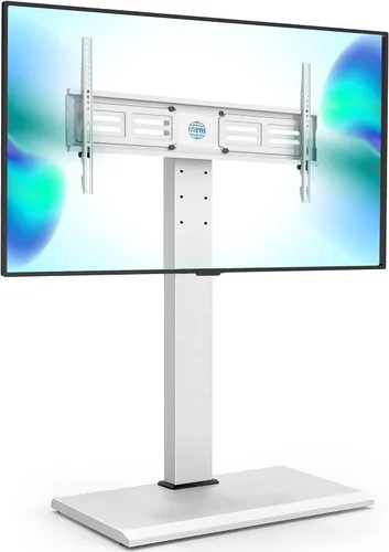 Vista 9 de FITUEYES - Soporte giratorio de suelo para TV, base de hierro, con ménsulas de montaje, para ahorro de espacio; para televisores LCD, LED, OLED