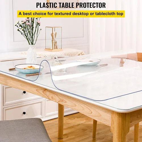 Vista 3 de VEVOR - Protector de escritorio transparente, 42 x 78 pulgadas, de 1.5 mm de grosor, rectangular, de plástico impermeable, antiarañazos y fácil