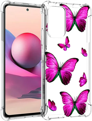 Vista 3 de Funda para Redmi Note 10 (4G)/Redmi Note 10S M2101K7BG Linda Caso, Transparente Flexible Bumper TPU Funda de Silicona Suave de Goma para Xiaomi