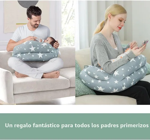 Vista 6 de Chilling Home Almohada de lactancia para lactancia, almohada de lactancia ajustable, almohada de lactancia materna, alimentación con biberón