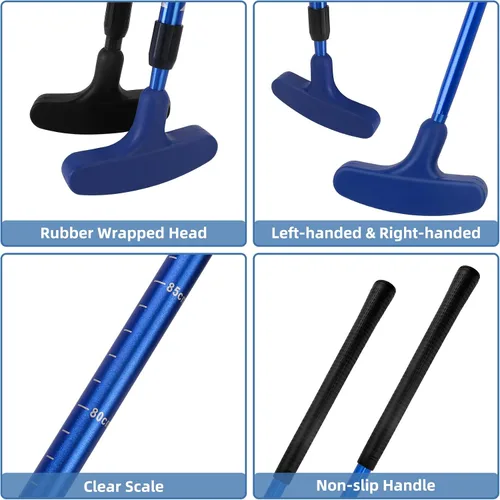 Vista 3 de Juego de 2 mini golf – Putter bidireccional, diestro/izquierdo, longitud ajustable para adultos, principiantes