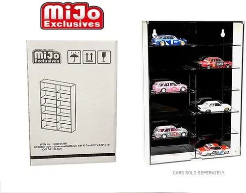 Vista 2 de Soporte de pared para escaparate 1:64 12 coches 8.11" x 2.25" x 12" negro - MJ08012BK