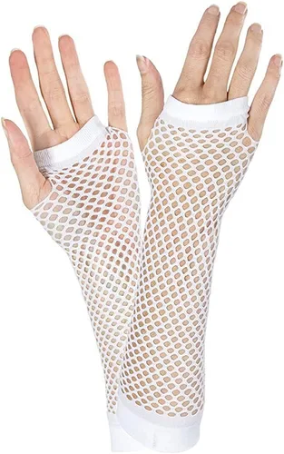 Vista 4 de Guantes largos negros sin dedos, 1 unidad, vibrantes, elásticos y elegantes, perfectos para fiestas y disfraces, talla única