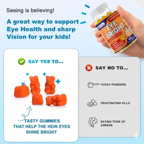 Vista 7 de Eye Bright - Gomitas de luteína para niños y adolescentes, vitaminas oculares con luteína y zeaxantina, suplementos de salud ocular para apoyo