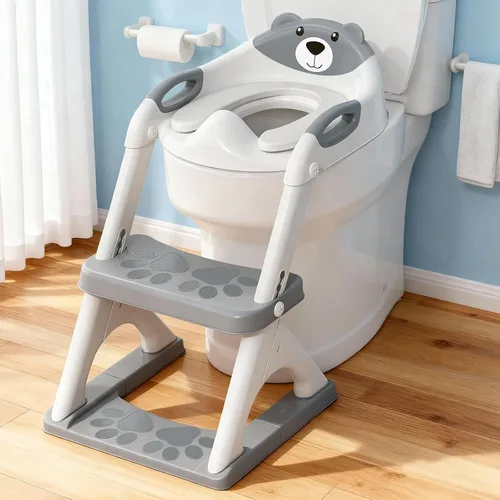 Vista 11 de SKYROKU - Asiento de entrenamiento para ir al baño, con escalera, para niños y niñas, cómodo y seguro con almohadillas antideslizantes