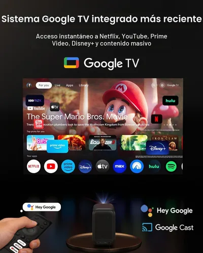 Vista 10 de Proyector inteligente de Google TV, con licencia de Netflix Marrón/Negro