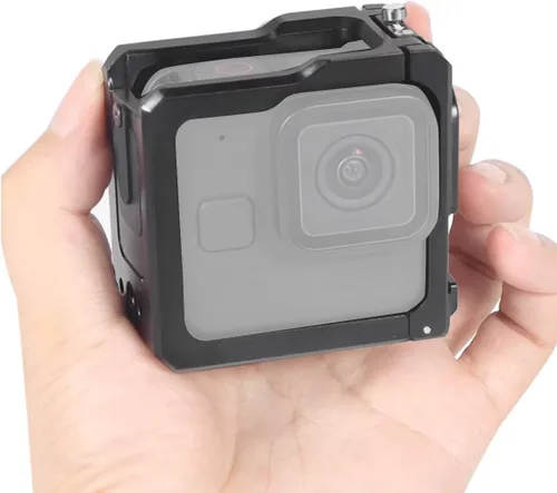 Vista 2 de Marco protector de jaula para GoPro Hero 11 Black Mini, aleación de aluminio, agujero de extensión de 1/4 pulgadas, carcasa de jaula de cámara