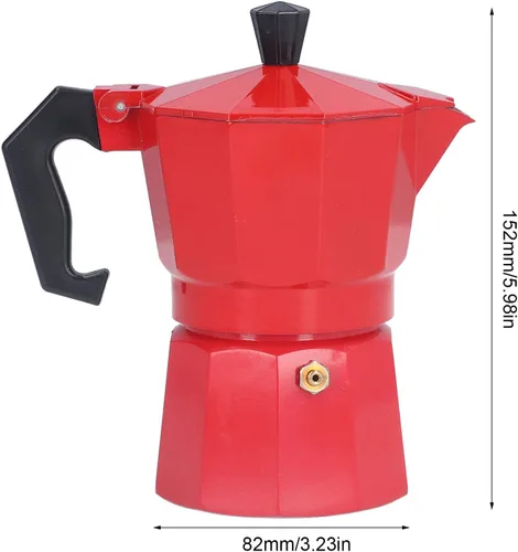 Vista 7 de Cafetera para estufa, 5.1 fl oz, 3 tazas de aluminio estilo italiano clásico, válvula de alivio de seguridad integrada con mango ergonómico