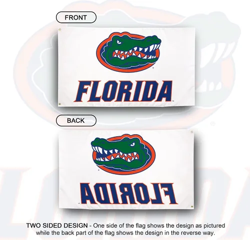 Vista 2 de Desert Cactus Bandera de Gators de la Universidad de Florida UF de 3 x 5 Blanco