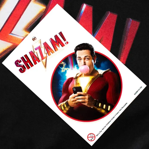 Vista 6 de Popfunk Shazam! Camiseta y pegatinas con logotipo de la película