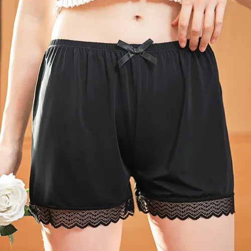 Vista 7 de 3 piezas de pantalones cortos de satén con lazo de encaje para mujer, culottes debajo de los vestidos, medias se desliza debajo de los vestidos
