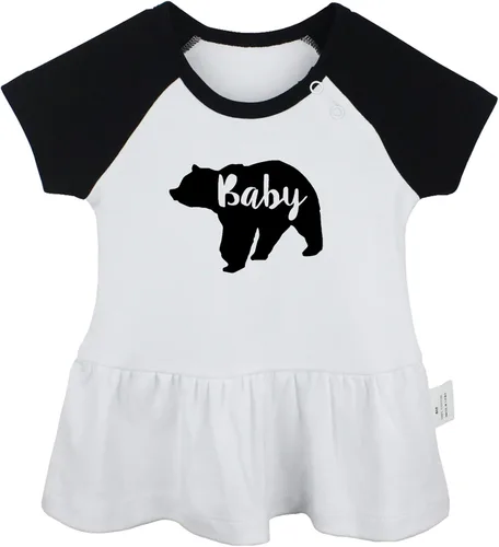 Vista 4 de Pack of 2, Baby Bear & I'm Not A Baby Funny Print Dresses, Newborn Infant Baby Girls Princess Dress, Cute Ruffle