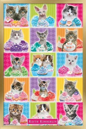 Vista 19 de Trends International Keith Kimberlin - Kitten - Cupcake Wall Poster, 14.725" x 22.375", Barnwood Framed Version