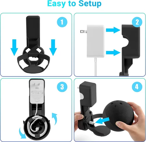Vista 6 de ZUOLACO Soporte de pared para Echo Dot de 5ª generación, soporte de enchufe para Echo Dot (5ª y 4ª generación), accesorios de puntos que ahorran