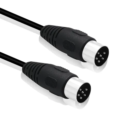 Vista 2 de DIN 6 Pin Cable de señal de audio de 6 pines DIN macho a macho adaptador AV Cable de enchufe de audio para dispositivos de audio digital (4.9 ft)