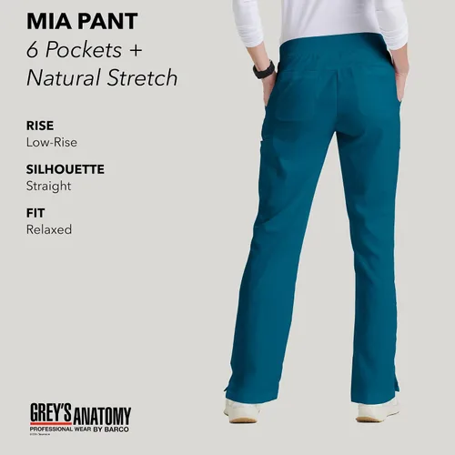 Vista 3 de BARCO Grey's Anatomy - Pantalón médico Mia para mujer, cintura elástica en la espalda, pantalones médicos de pierna baja para mujer Bahama