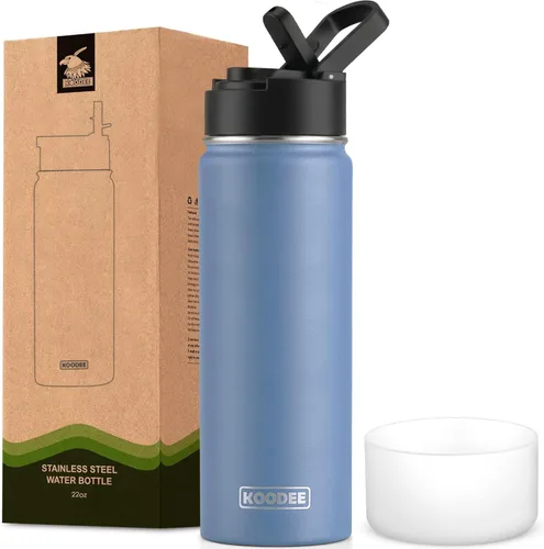 Vista 131 de koodee Botella de agua para niños, botella de agua de acero inoxidable de 12 onzas con aislamiento al vacío para la escuela, botella de agua de boca