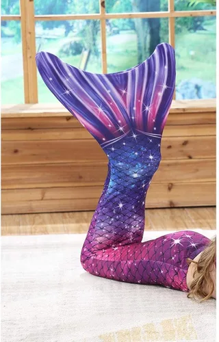 Vista 3 de DNFUN Colas de sirena para nadar para niñas, bikini de princesa, cola de sirena, traje de baño para niñas