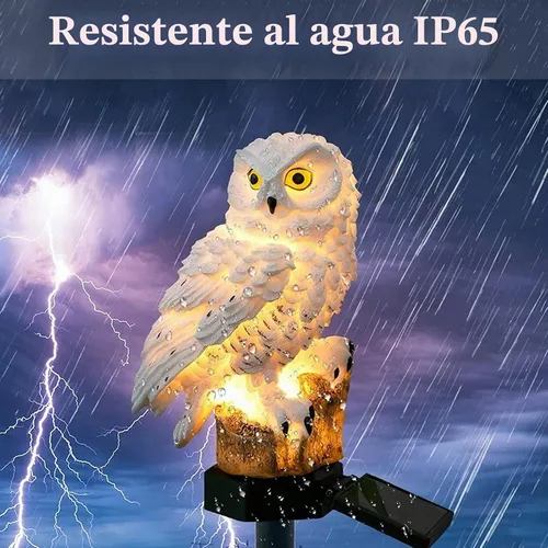 Vista 6 de DOUBLE 2 C Luz solar para jardín al aire libre, luz solar para jardín con poste de búho, luz LED impermeable de blanco cálido para jardín, patio