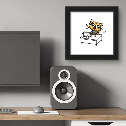 Vista 5 de Trends International Gallery Pops Sanrio Aggretsuko Retsuko Desk Rage - Póster de pared, 12.00 x 12.00 pulgadas, versión de marco negro