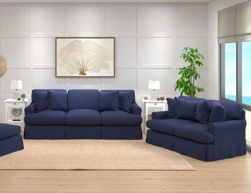 Vista 2 de Sunset Trading Horizon - Sofá biplaza con funda de 2 piezas, lavable, resistente a las manchas, color azul marino, juego de muebles para sala