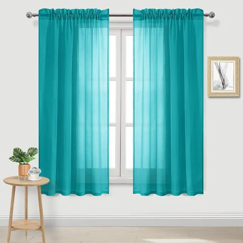 Vista 69 de DWCN Cortinas Transparentes Aqua de Voile Semitransparente con Bolsillo para Barra para Dormitorio y Sala de Estar, 36 x 36 pulgadas de Largo, Juego