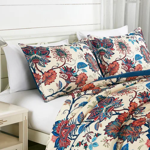 Vista 3 de Chezmoi Collection Azura Juego de Edredón Floral de 2 Piezas Tamaño Individual - Juego de Ropa de Cama de Microfibra Estampada Ligera Multicolor
