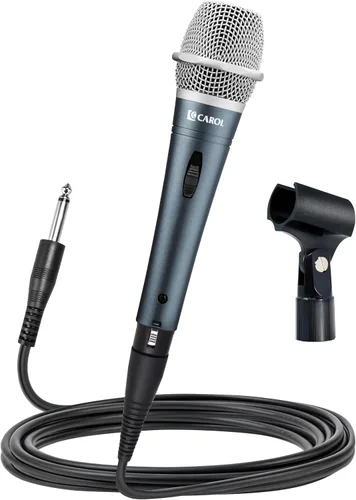 Vista 8 de CAROL E dur-916S - Micrófono vocal dorado XLR con cable para cantar, micrófono supercardioide dinámico con sistema de montaje de doble choque