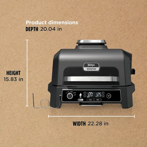 Vista 20 de Ninja Parrilla y ahumador Woodfire Pro XL para exteriores Parrilla 4 en 1, ahumador de barbacoa, freidora de aire y horneado Portátil