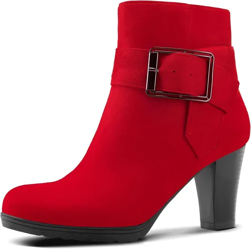 Vista 13 de mysoft Botines de mujer con cremallera y tacón grueso apilado Arco beige