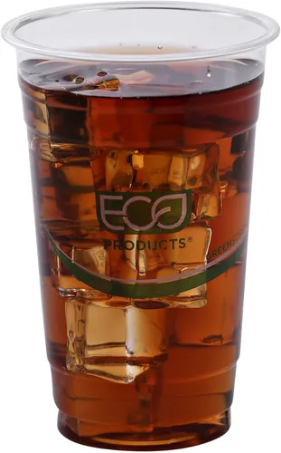 Vista 7 de ECO PRODUCTS GreenStripe Vasos de Plástico Transparentes Compostables Grandes de 20oz PLA, Caja de 1000, Vasos Fríos Desechables Renovables a Base