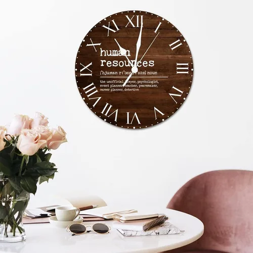 Vista 5 de ArogGeld Definición de recursos humanos, reloj de PVC, frases motivacionales, sin marco, números romanos, significado de 12 pulgadas, silencioso