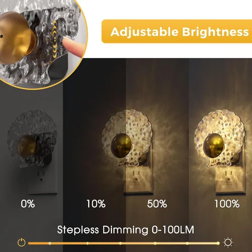 Vista 2 de L LOHAS LED - Luz nocturna de concha, luces nocturnas enchufables en la pared, luces nocturnas regulables enchufables con sensor de luz, 0-100LM