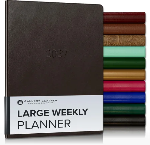 Vista 64 de Gallery Leather Planificador Semanal y Mensual Grande 2025-2026, Calendario Planificador y Cuaderno Elegantemente Encuadernado con Elegantes Bordes
