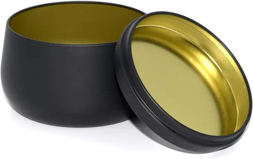 Vista 8 de Latas de velas de 8 onzas con tapas, tarros de velas negras, latas de velas a granel para hacer velas, tarros de fabricación de velas