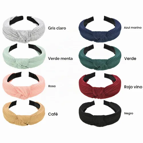 Vista 2 de Maxdot 8 diademas para mujer, turbante ancha anudada, bandas para el cabello, accesorios elásticos para el cabello para mujeres y niñas